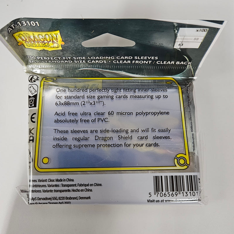 Dragon Shield: Standard Size 100ct Inner Sleeves - Perfect Fit Sideloader (Clear 'Naluapo')