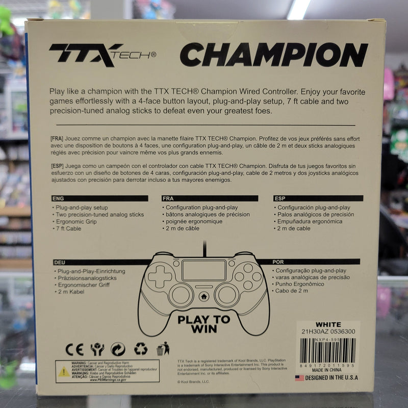 TTX Tech Champion Wired PS4 Controller - White