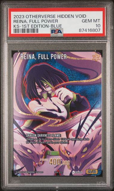 GRADED [PSA 10] 2023 OTHERVERSE HIDDEN VOID KICKSTARTER REINA, FULL POWER KS-1ST EDITION-BLUE