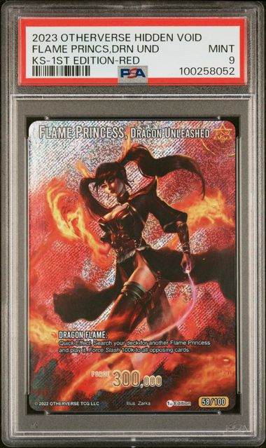 GRADED [PSA 9] 2023 OTHERVERSE HIDDEN VOID KICKSTARTER FLAME PRINCS,DRN UND KS-1ST EDITION-RED
