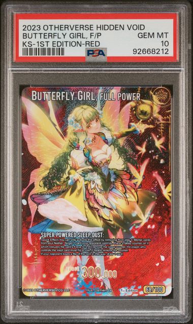 GRADED [PSA 10] 2023 OTHERVERSE HIDDEN VOID KICKSTARTER BUTTERFLY GIRL, F/P KS-1ST EDITION-RED