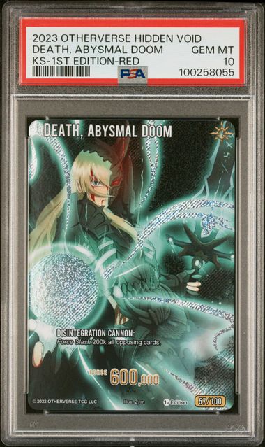 GRADED [PSA 10] 2023 OTHERVERSE HIDDEN VOID KICKSTARTER DEATH, ABYSMAL DOOM KS-1ST EDITION-RED