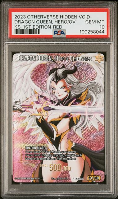 GRADED [PSA 10] 2023 OTHERVERSE HIDDEN VOID KICKSTARTER DRAGON QUEEN, HERO/OV KS-1ST EDITION-RED
