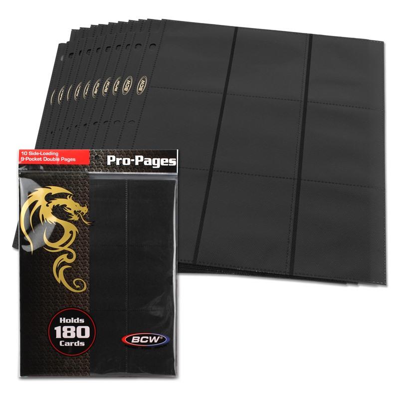 BCW - Side Loading 18-Pocket Pro Pages (10 CT.) - Black