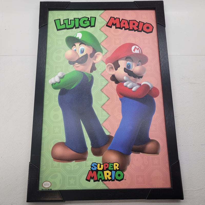 Mario Luigi Duo Framed Wall Art - Brushed Finish 18'