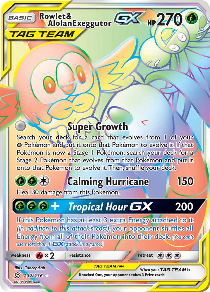 Rowlet & Alolan Exeggutor GX (237/236) [Sun & Moon: Unified Minds]