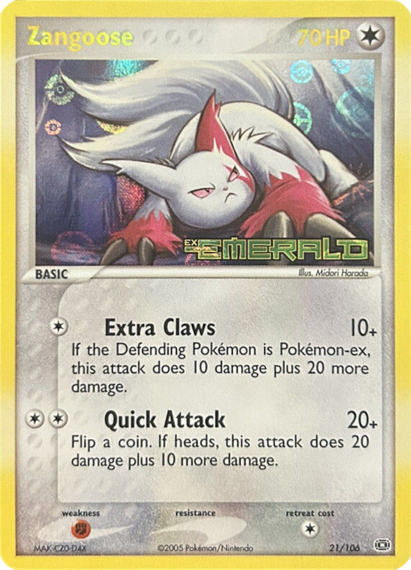 Zangoose (21/106) (Stamped) [EX: Emerald]