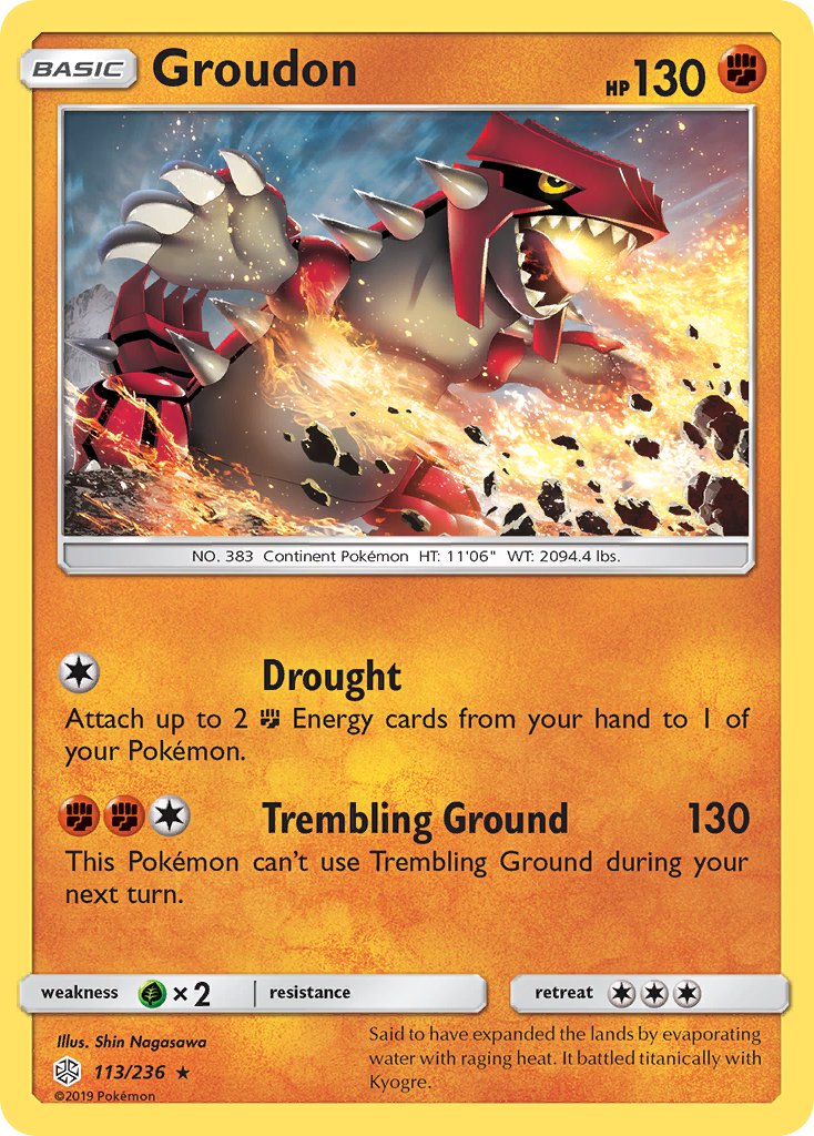 Groudon (113/236) (Cracked Ice Holo) (Theme Deck Exclusive) [Sun & Moon: Cosmic Eclipse]