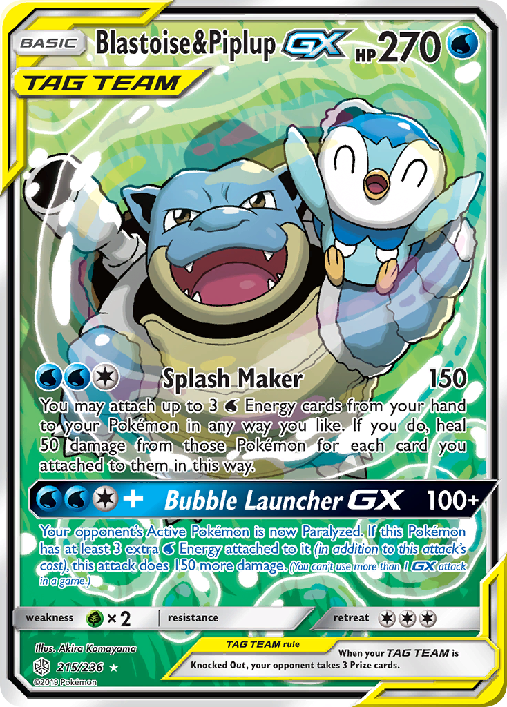 Blastoise & Piplup GX (215/236) [Sun & Moon: Cosmic Eclipse]