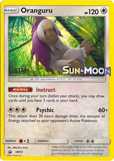 Oranguru (SM13) (Staff Prerelease Promo) [Sun & Moon: Black Star Promos]